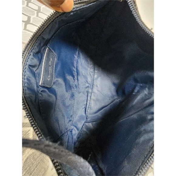 Authentic Christian Dior Vintage Oblique Canvas Baguette/Shoulder Bag Black/Grey - Picture 6 of 15